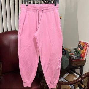 Puma Pink Jogger Sweatpants Women’s M Drawstring Logo Cuff Ankle